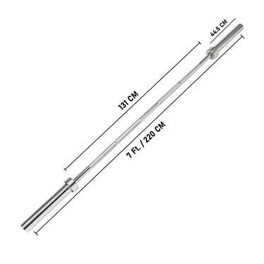 7 Ft Olympic Bar with Spring Collars - 20 Kg (Chrome)